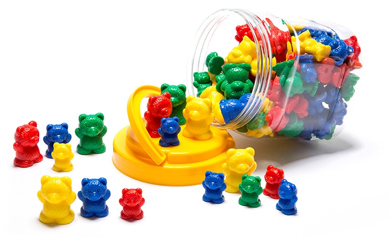 SP- COUNTERS BEARS JAR (48) [3 SIZES 3 WEIGHTS 4 COLOURS] LEARNING CAN BE F