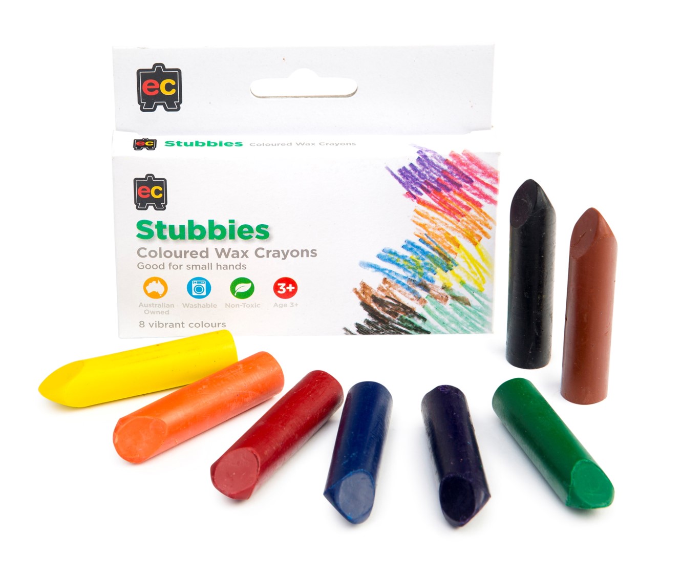 SP- CRAYON JUMBO STUBBIES 57 X 14MM HANGSELL (8) NON TOXIC EDVANTAGE