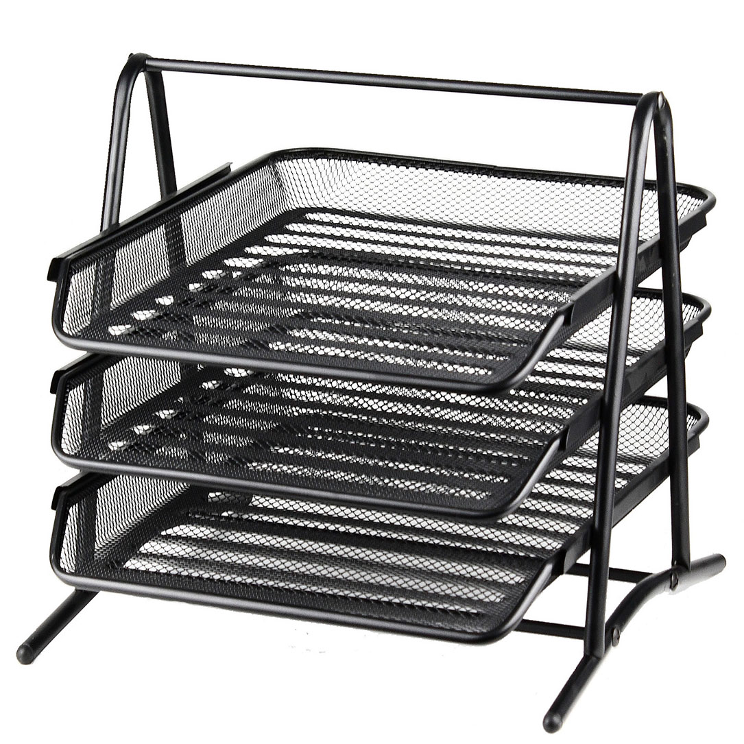 DOCUMENT TRAY ITALPLAST 3TIER BLACK MESH