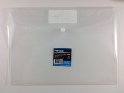 DOCUMENT WALLET PROTEXT A4 PP BUTTON CLOSURE CLEAR