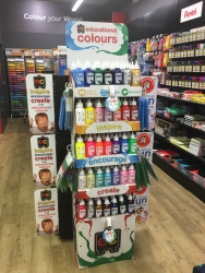 SP- PAINT EDVANTAGE 250ML BOTTLES X 210 ASST ACRYLIC COLOURS + STAND