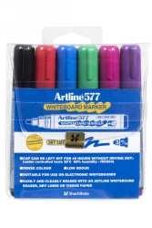MARKER WHITEBOARD ARTLINE 577 3MM BULLET NIB ASST WLT6