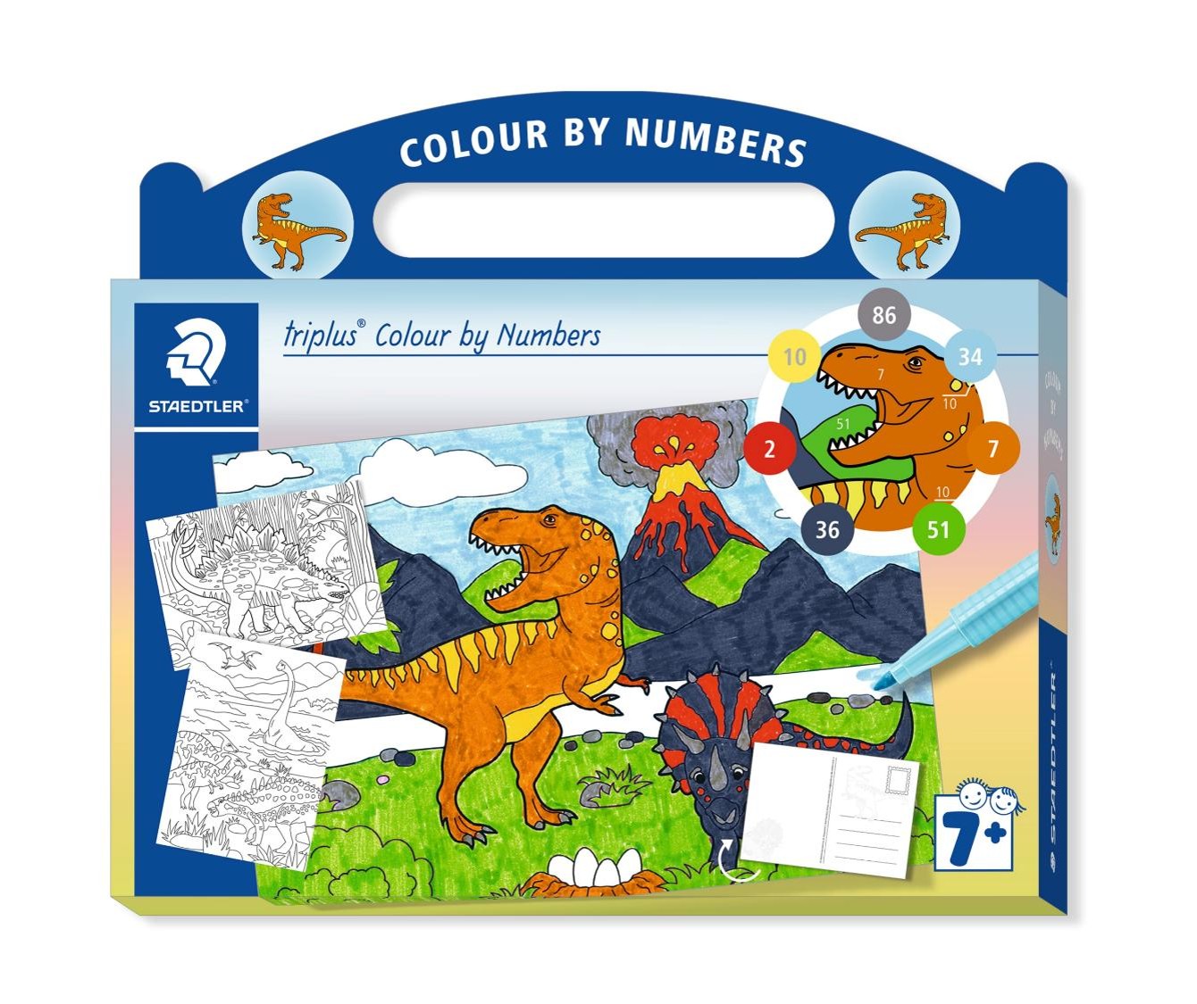 ACTIVITY SET STAEDTER COLOUR BY NUMBERS TRIPLUS DINOSAUR