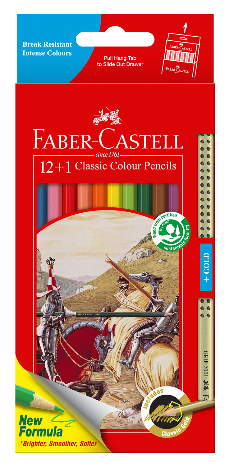 PENCIL COLOURED FABER-CASTELL CLASSIC 12'S + 1 BONUS GOLD