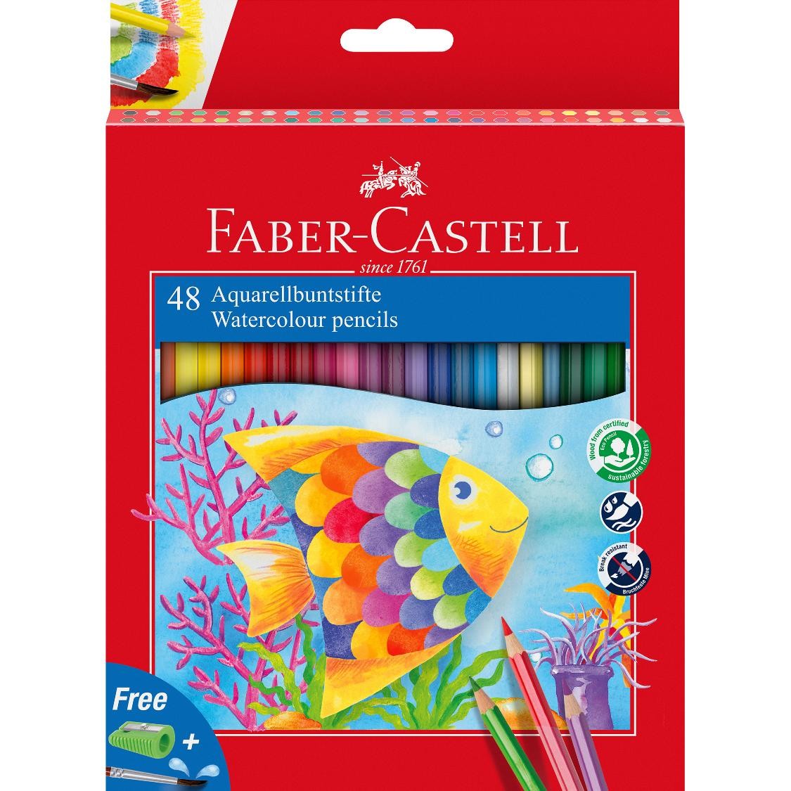 PENCIL COLOURED FABER-CASTELL RED RANGE WATERCOLOUR PK48