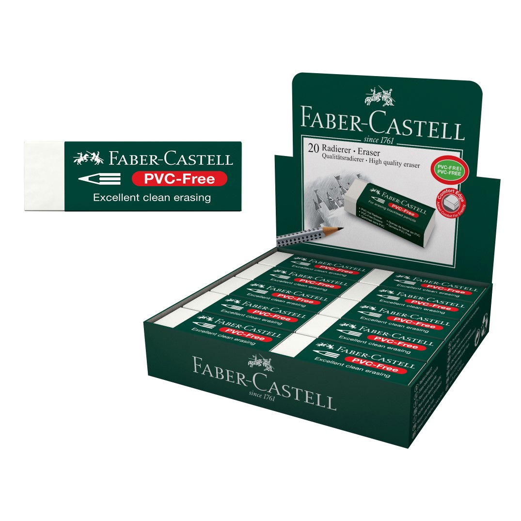 ERASER FABER-CASTELL 7085-20 LARGE WITH SLEEVE PVC FREE BX20
