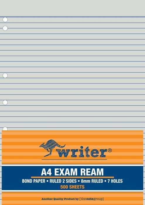 EXAM PAPER WRITER A4 55GSM PAPER 8MM RULED 7 HOLE PUNCH