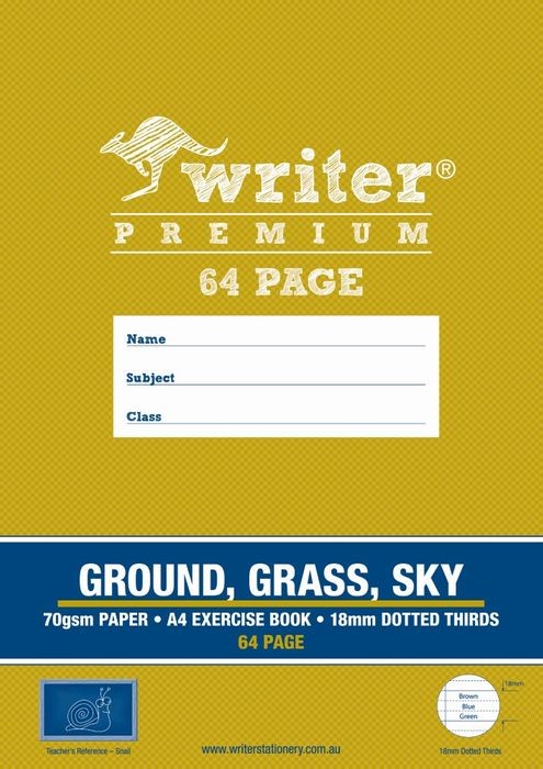 EXERCISE BOOK WONDER WRITER A4 64PG 18MM DOTTED GROUND GRASS SKY
