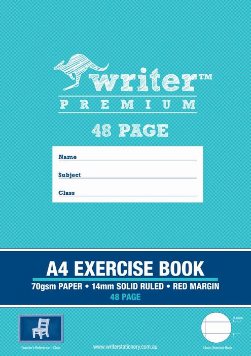 EXERCISE BOOK WRITER PREMIUM A4 14MM RULED + MARGIN 48PG