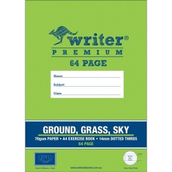 EXERCISE BOOK WRITER PREMIUM A4 64PG 14MM DOTTED THIRDS + MARGIN HOUSE