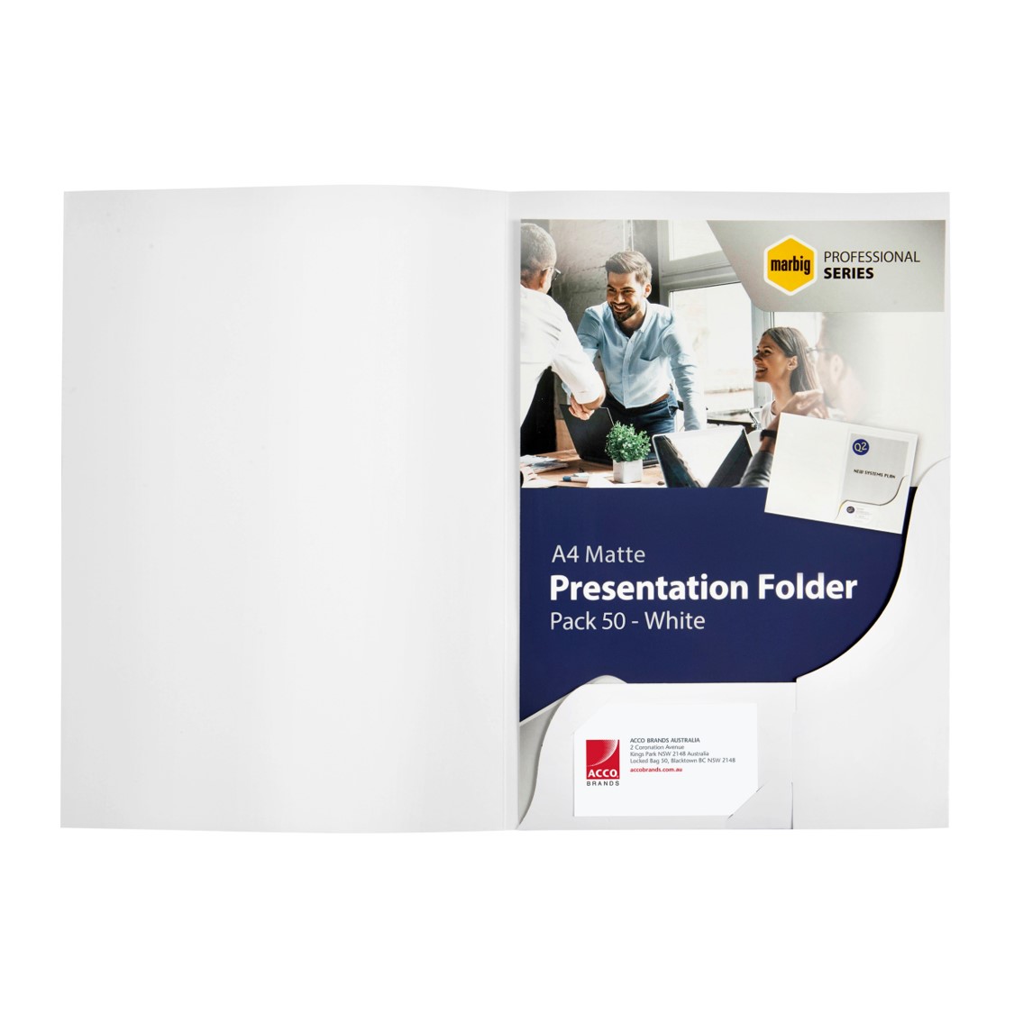 SP- FILE PRESENTATION FOLDER MARBIG MATT WHITE A4 (50)