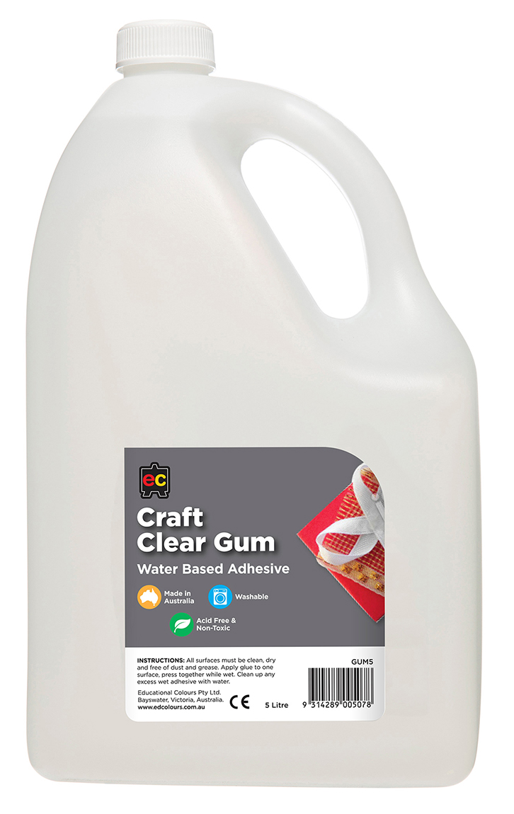 GLUE CRAFT EC CLEAR GUM WATER BASED 5L