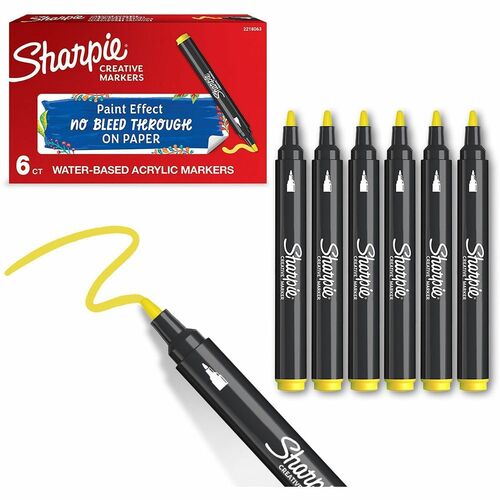 SP- MARKER CREATIVE SHARPIE BULLET TIP ACRYLIC YELLOW PK6