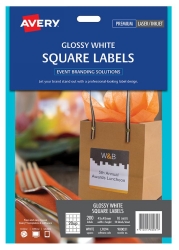 LABEL AVERY EVENTS & BRANDING L9074 SQUARE GLOSS 20 UP 45X45MM PK10