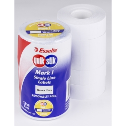 PRICE GUN LABEL QUIK STIK MARK 1 12X22 PLAIN REM 1500LPR PK5