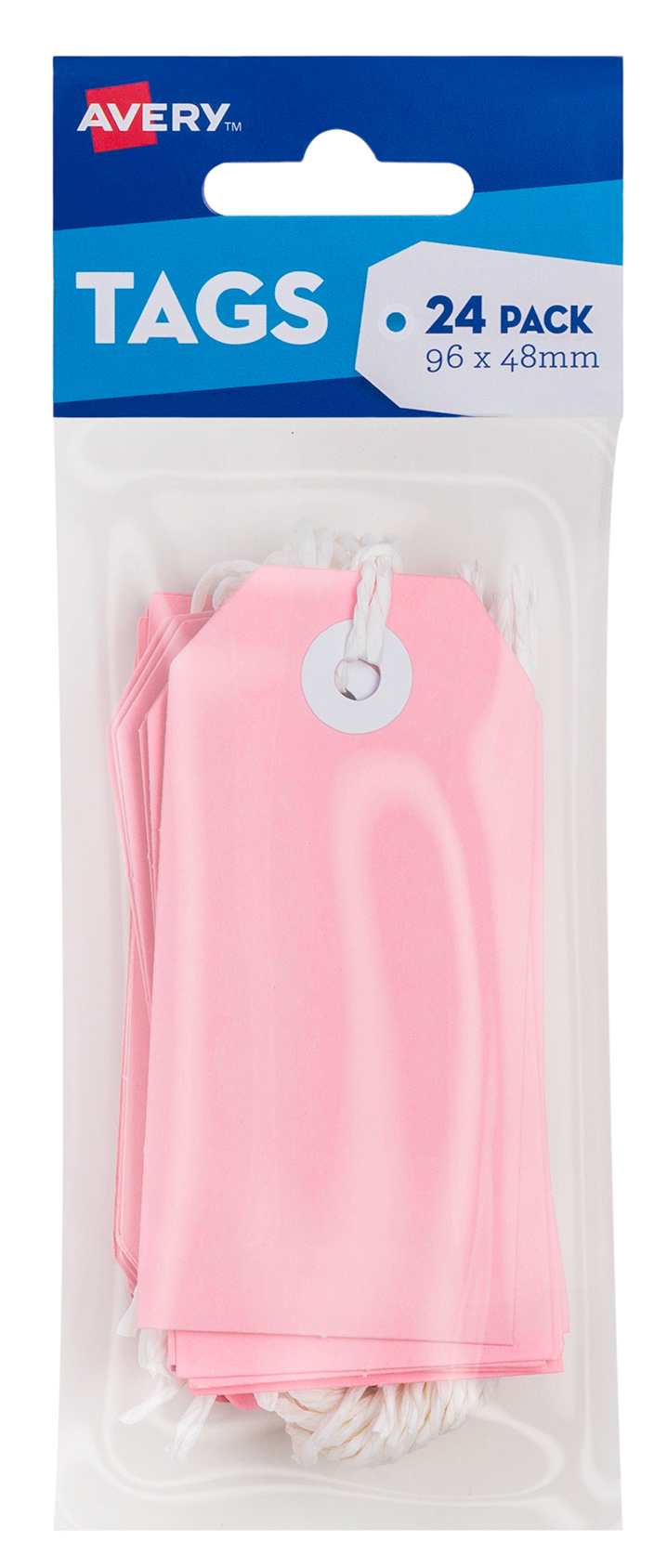 CRAFT TAG AVERY 96X48MM WITH STRING PINK PK24