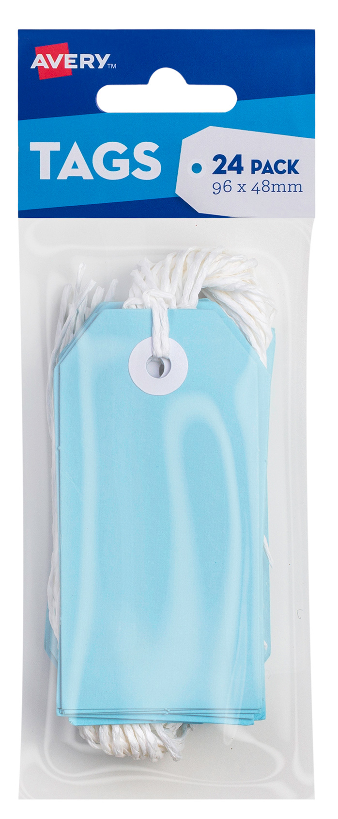 CRAFT TAG AVERY 96X48MM WITH STRING BLUE PK24