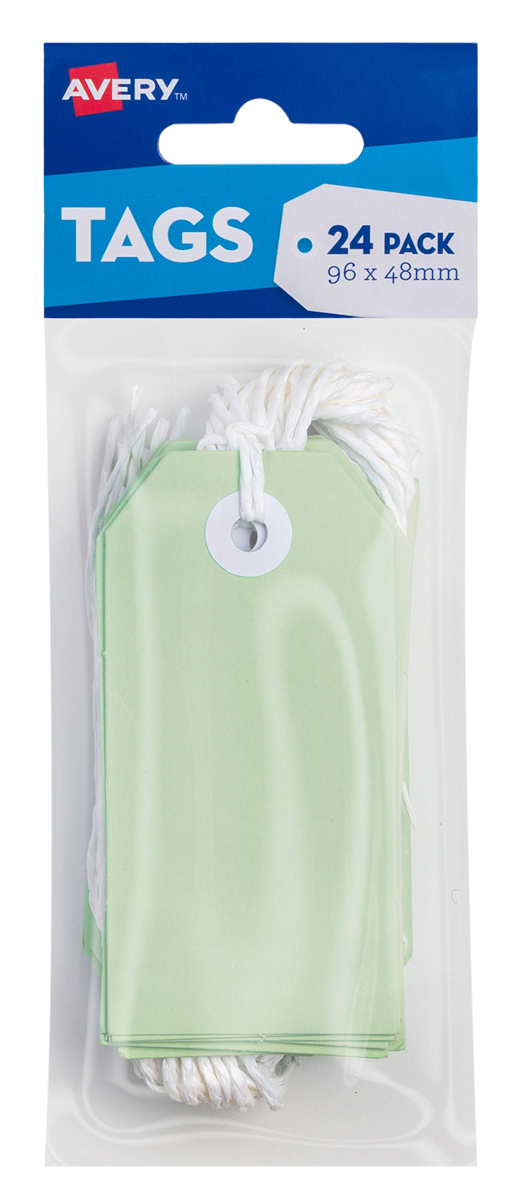 CRAFT TAG AVERY 96X48MM WITH STRING GREEN PK24