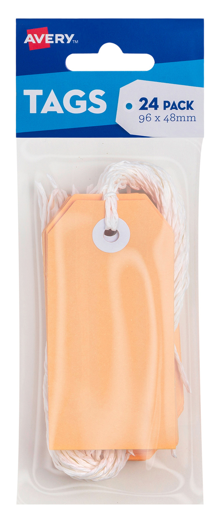 CRAFT TAG AVERY 96X48MM WITH STRING PEACH PK24