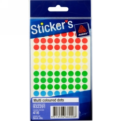 LABEL AVERY F/P 8MM MULTI COL DOT 932291