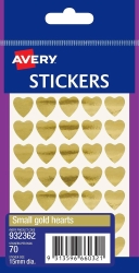 SP- STICKERS HEARTS AVERY SMALL PERMANENT GOLD PK70 HS