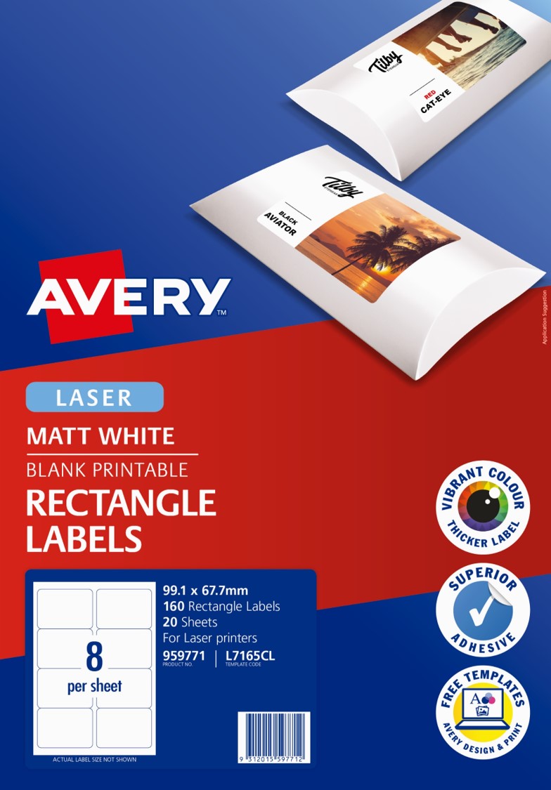 SP- LABEL AVERY COL LASER L7165CL ADDRESS MATT WHITE 8UP PK20