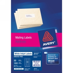 LABEL AVERY J8157-50 ADDRESS 64X24.3 33UP