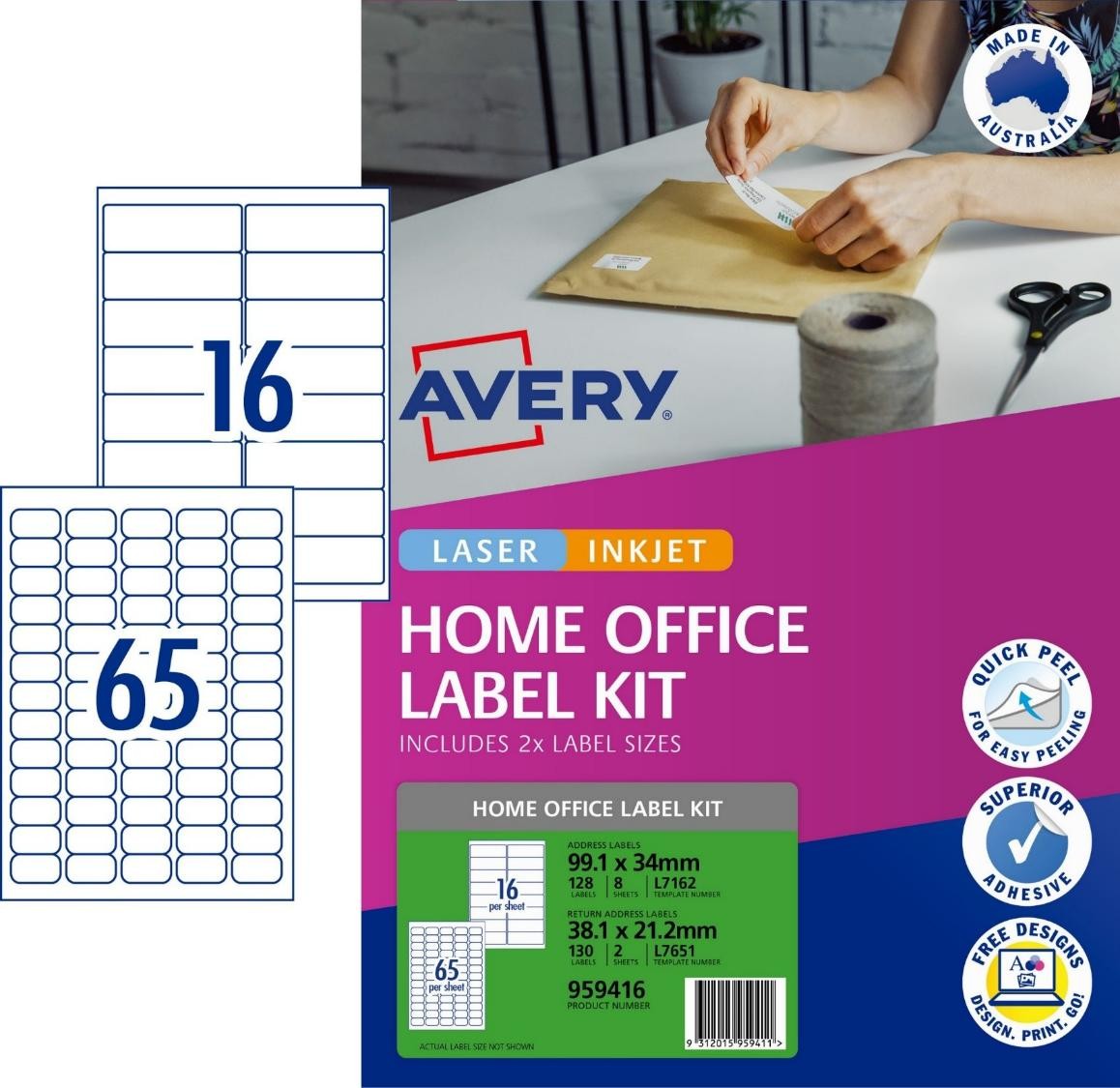 LABEL AVERY LASER & INKJET L7162 & L7651 ADDRESS 16UP & 65UP WHITE PK10