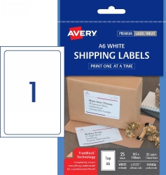SP- LABEL AVERY L7175 105X148MM SHIPPING 1UP WHITE PK25