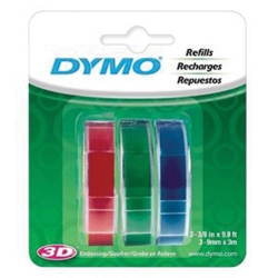 SP- LABEL TAPE DYMO EMBOSSING 9MMX3M RED/BLUE/ GREEN PK3