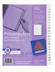 DIVIDERS AVERY A4 L7411-AZ PP WHITE PRINTED A-Z
