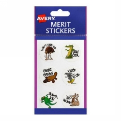 MERIT STICKERS AVERY AUSSIE ANIMALS ROUND PERMANENT PK96 HS