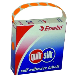 LABEL QUIK STIK DISP 14MM FLUORO ORANGE DOT