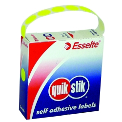 LABEL QUIK STIK DISP 14MM FLUORO YELLOW DOT
