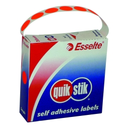 LABEL QUIK STIK DISP 14MM FLUORO RED DOT