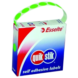 LABEL QUIK STIK DISP 14MM FLUORO GREEN DOT