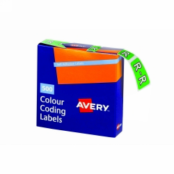 SP- LABELS COLOUR CODING AVERY 25X38MM R SIDE TAB LIGHT GREEN BX500