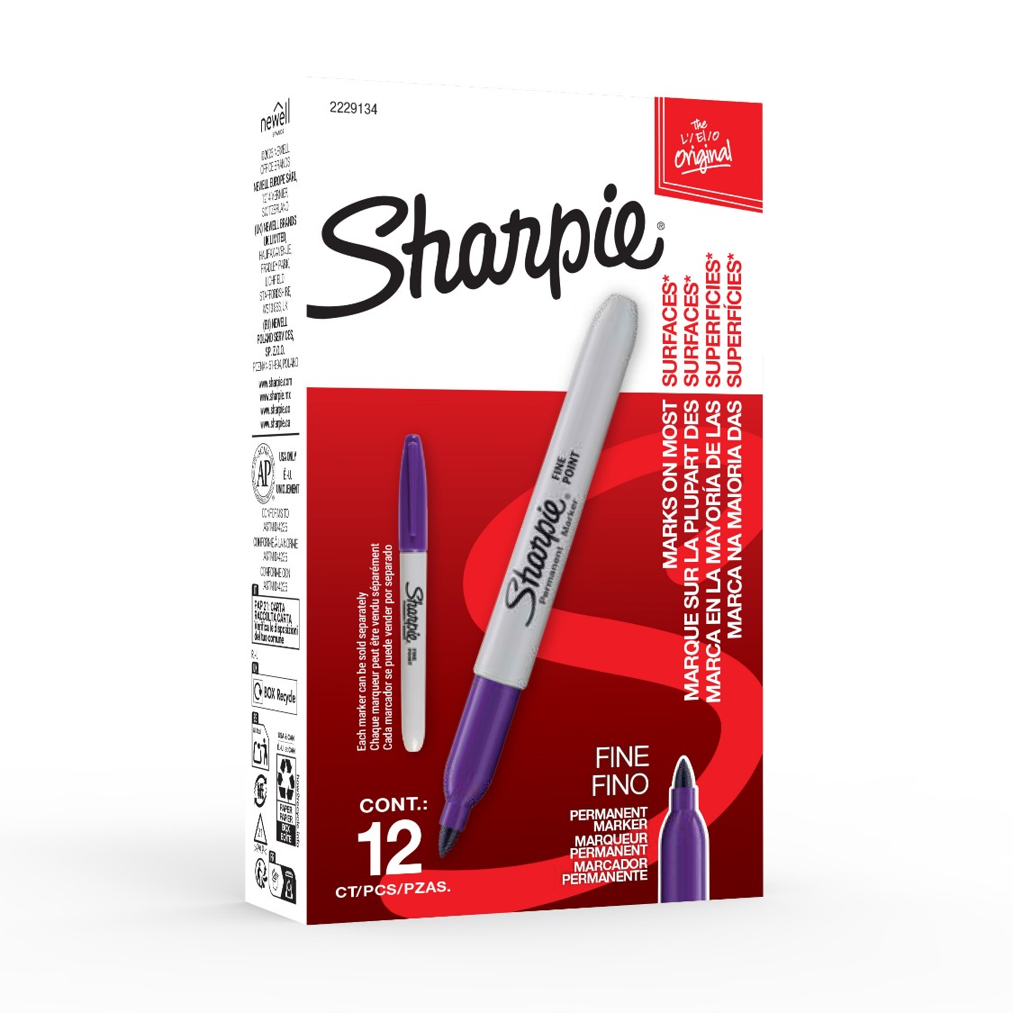 SP- MARKER SHARPIE PERMANENT FINE 1.0MM PURPLE BX12