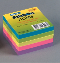 STICK ON NOTES B/TONE 76X76 ULTRA 5 PADS ASST