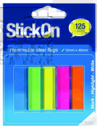 STICK ON FLAGS 12X45MM REMOVABLE CLEAR 5 COLS