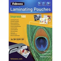 LAMINATING POUCHES FELLOWES A4 100 MICRON GLOSS PK100