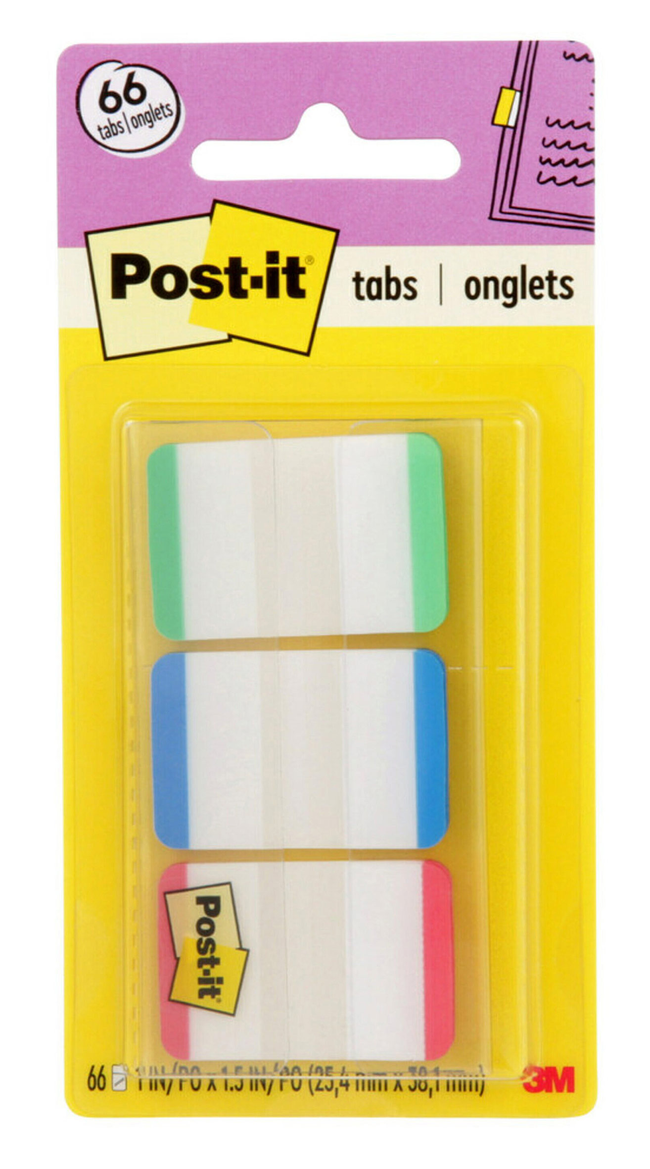 TABS POST-IT 25.4X38.1\MM 686L-GBR (66 TABS)