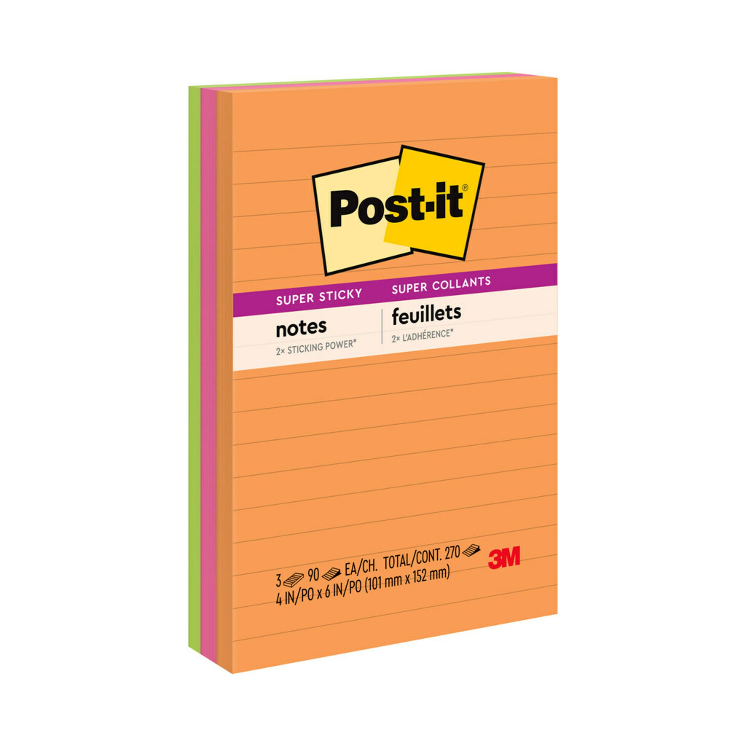 NOTES POST-IT SUPER STICKY 101X152MM 660-SSP LINED RIO DE JANERIO