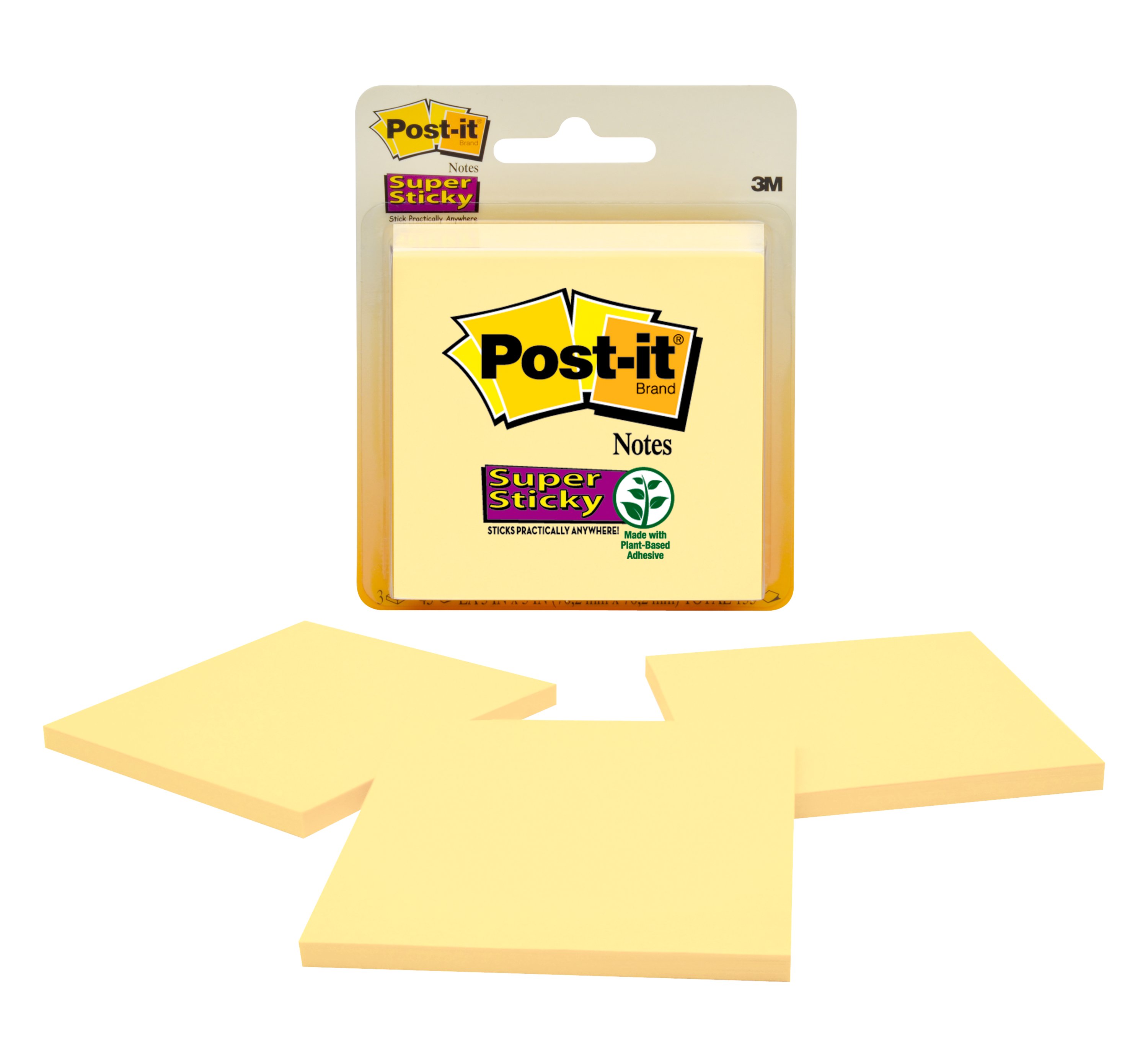 NOTES POST-IT SUPER STICKY 76X76MM 655-6SSCY CANARY YELLOW 45 SHEETS PK3