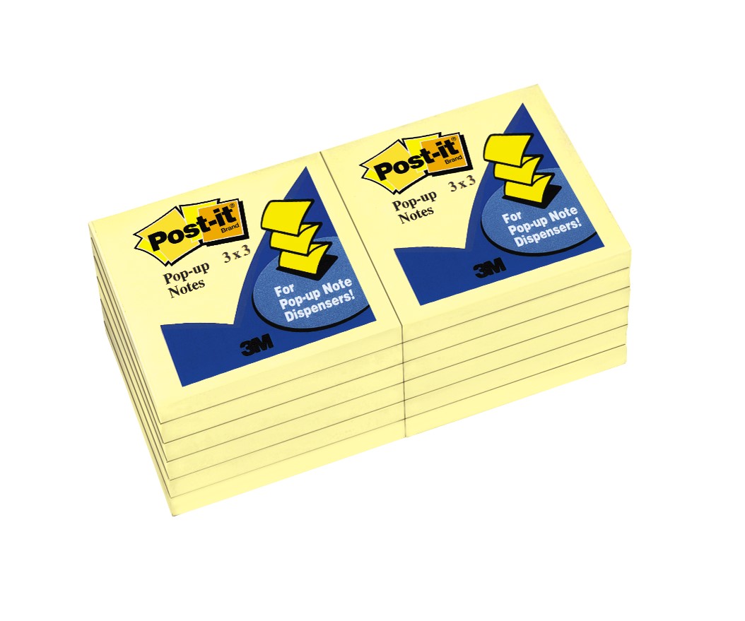 NOTES POST-IT POP UP REFILL 76X76MM R330-YW YELLOW 100 SHEETS