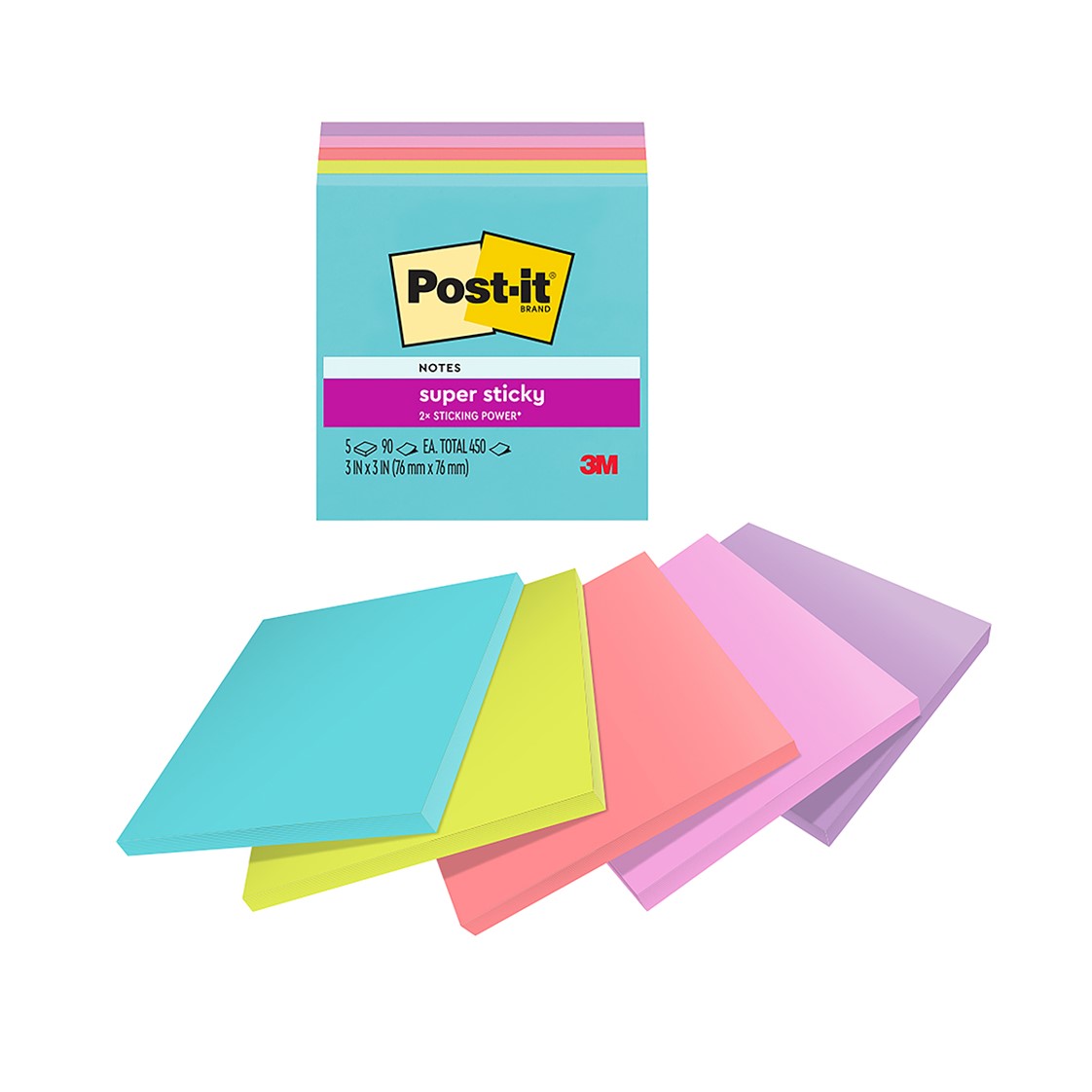 NOTES POST-IT SUPER STICKY 76X76MM 654-5SSMIA MIAMI PK5