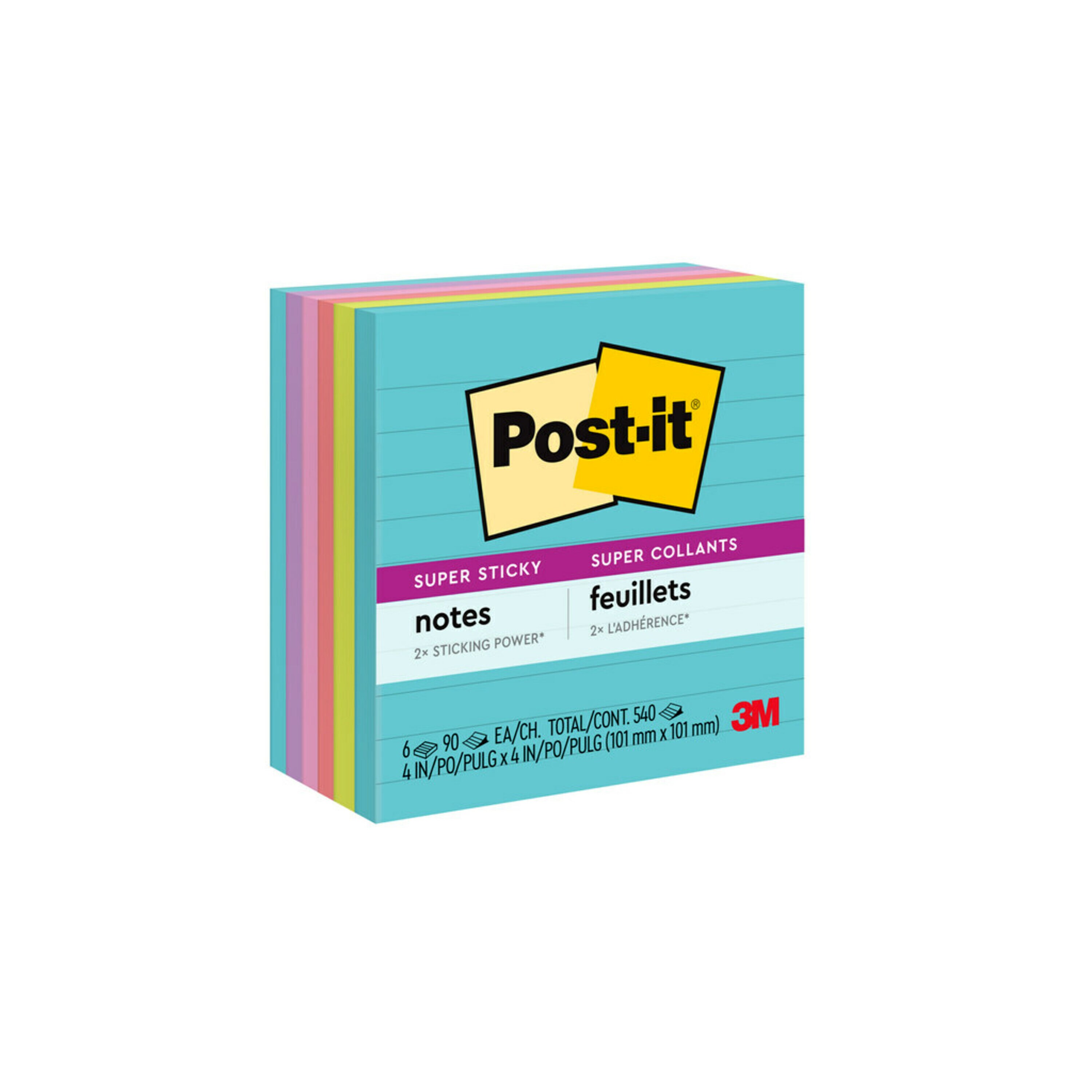 NOTES POST-IT SUPER STICKY 101X101MM 675-6SSMIA LINED SUPERNOVA 90'S PK6