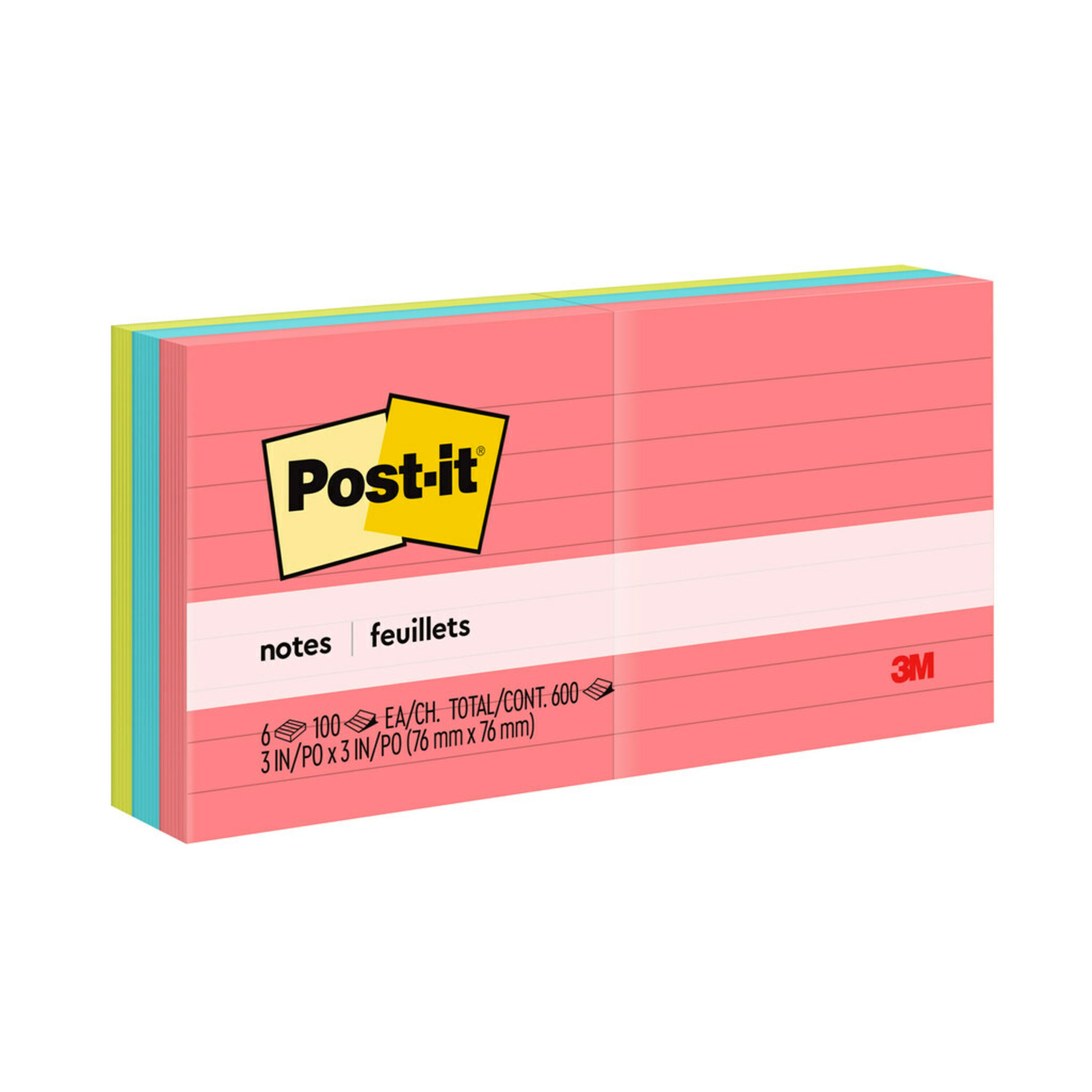 NOTES POST-IT 630-6AN 76X76MM CAPETOWN LINED PK6
