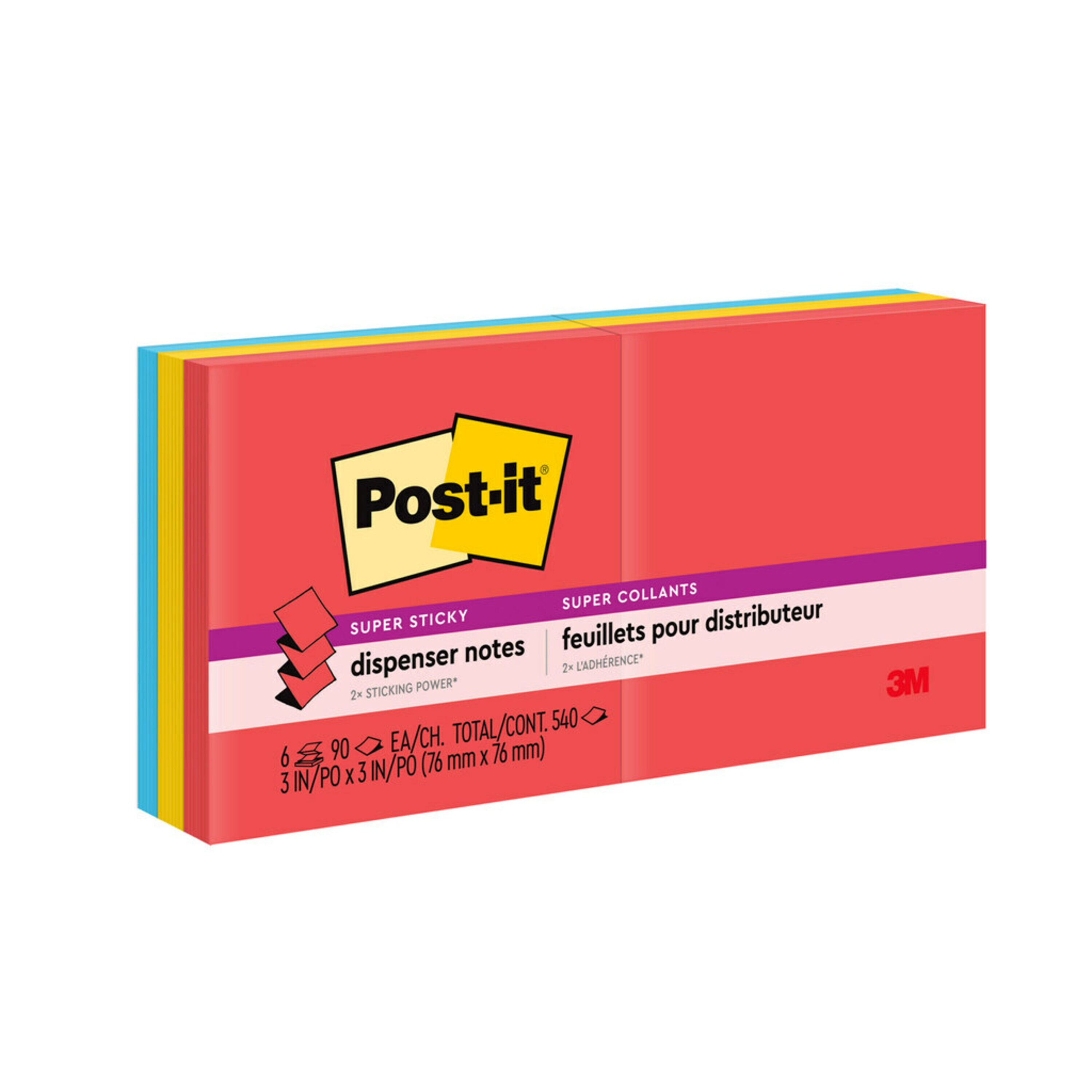 NOTES POST-IT SUPER STICKY 76X76MM R330-6SSAN POP UP PLAYFUL PRIMARIES PK6