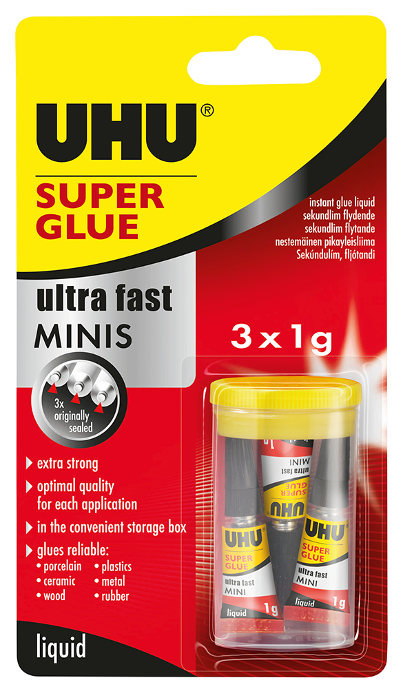 GLUE UHU SUPER GLUE MINIS 3X1ML